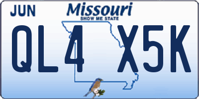 MO license plate QL4X5K