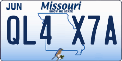 MO license plate QL4X7A