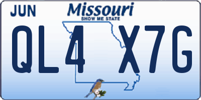MO license plate QL4X7G