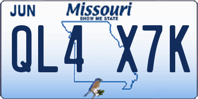 MO license plate QL4X7K