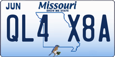 MO license plate QL4X8A