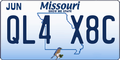 MO license plate QL4X8C