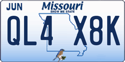MO license plate QL4X8K