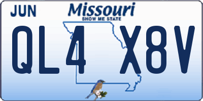 MO license plate QL4X8V