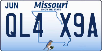 MO license plate QL4X9A