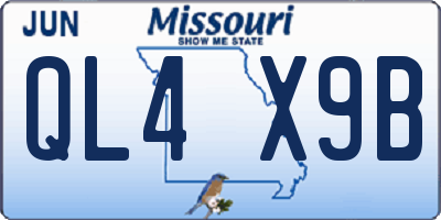 MO license plate QL4X9B