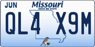 MO license plate QL4X9M