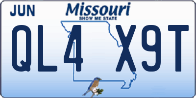 MO license plate QL4X9T
