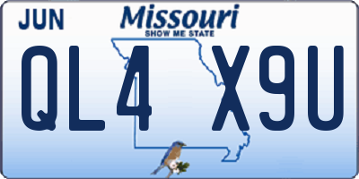 MO license plate QL4X9U