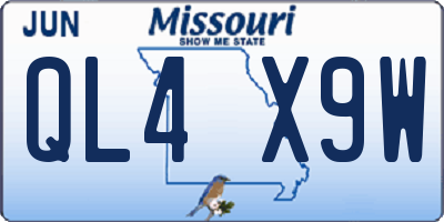MO license plate QL4X9W