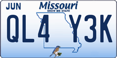 MO license plate QL4Y3K