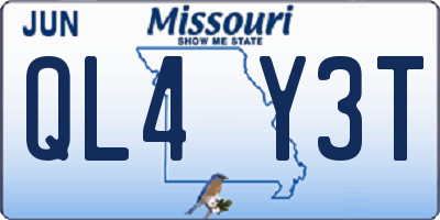 MO license plate QL4Y3T