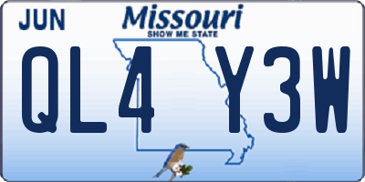 MO license plate QL4Y3W