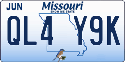 MO license plate QL4Y9K