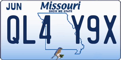 MO license plate QL4Y9X