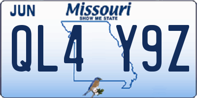 MO license plate QL4Y9Z
