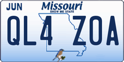 MO license plate QL4Z0A