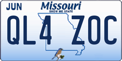 MO license plate QL4Z0C
