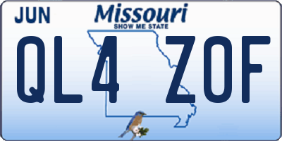 MO license plate QL4Z0F