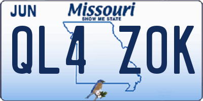 MO license plate QL4Z0K