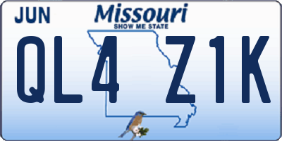 MO license plate QL4Z1K
