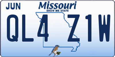 MO license plate QL4Z1W