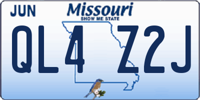 MO license plate QL4Z2J