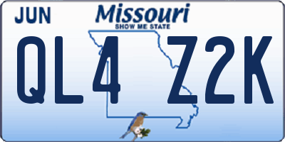 MO license plate QL4Z2K