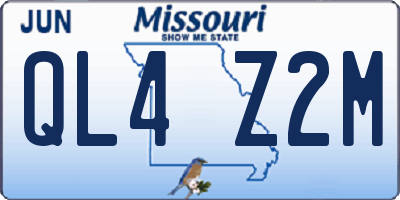 MO license plate QL4Z2M