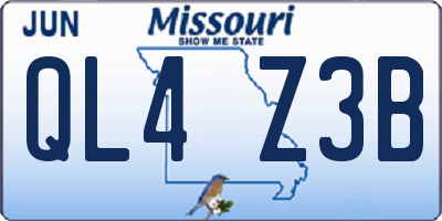 MO license plate QL4Z3B