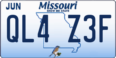 MO license plate QL4Z3F