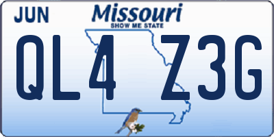 MO license plate QL4Z3G
