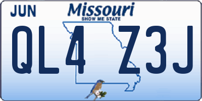 MO license plate QL4Z3J