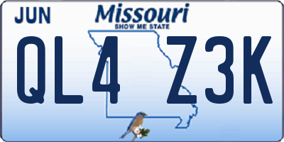 MO license plate QL4Z3K