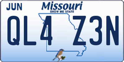 MO license plate QL4Z3N