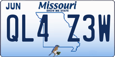 MO license plate QL4Z3W