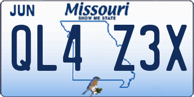 MO license plate QL4Z3X