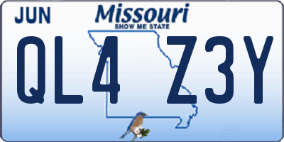 MO license plate QL4Z3Y