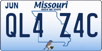 MO license plate QL4Z4C