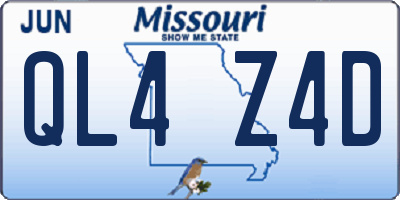 MO license plate QL4Z4D