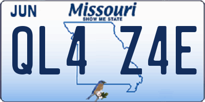 MO license plate QL4Z4E
