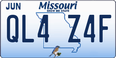 MO license plate QL4Z4F