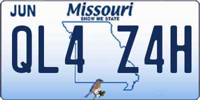 MO license plate QL4Z4H