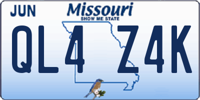 MO license plate QL4Z4K