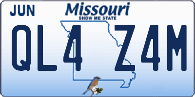 MO license plate QL4Z4M