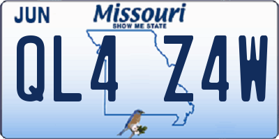 MO license plate QL4Z4W