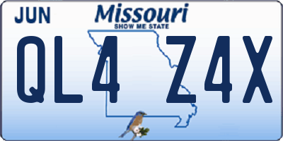 MO license plate QL4Z4X