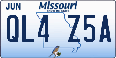 MO license plate QL4Z5A