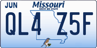 MO license plate QL4Z5F