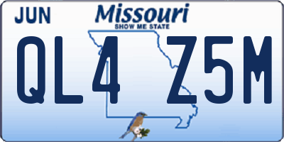 MO license plate QL4Z5M
